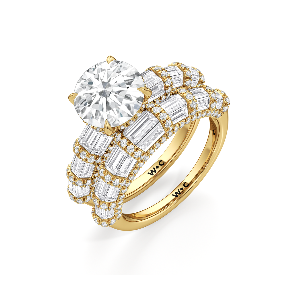The Ingrid Diamond Wedding Band with 18KT Yellow Gold Cut Diamond in 14KT Yellow Gold view 3
