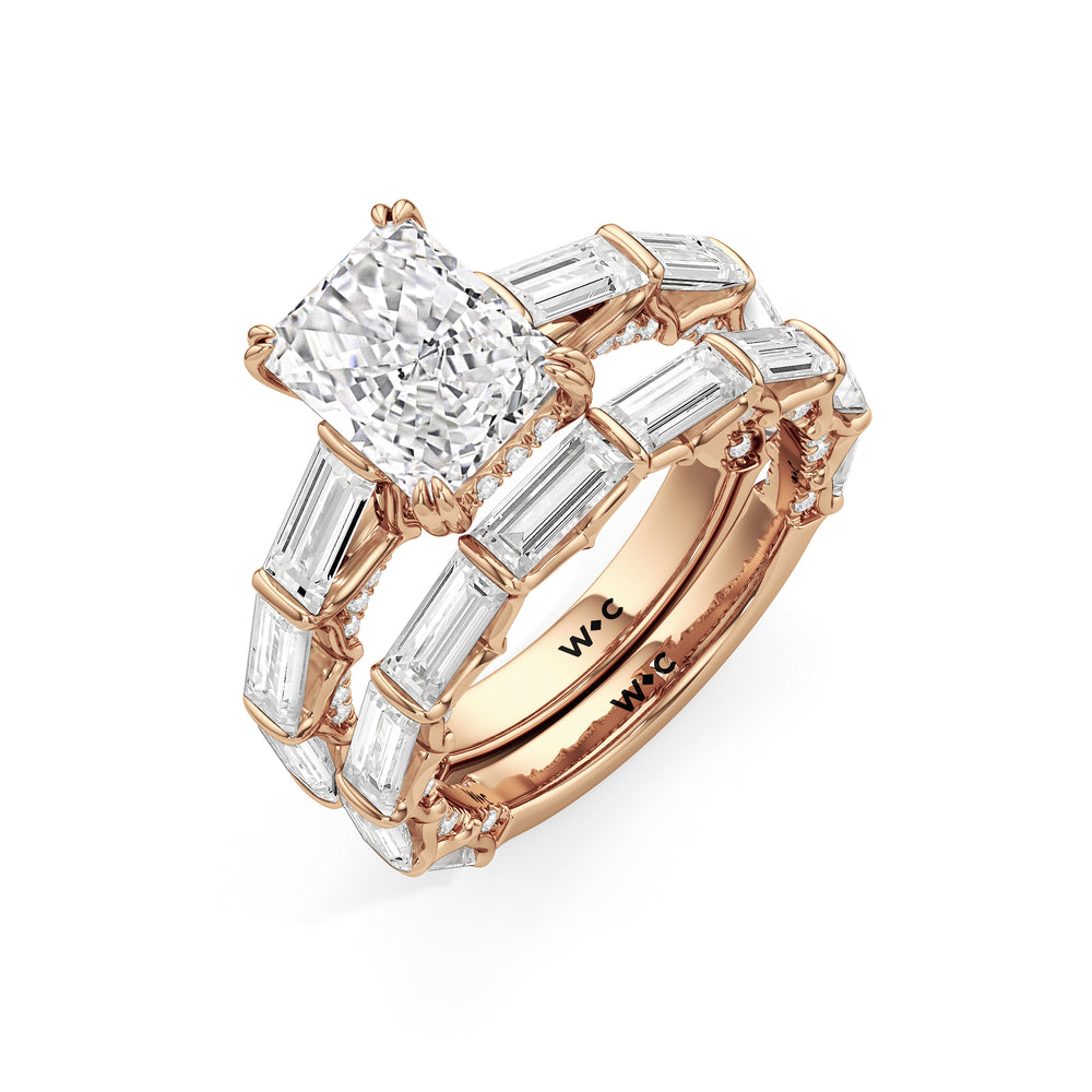 The Esme Diamond Wedding Band with 18KT Rose Gold Cut Diamond in 14KT Rose Gold view 3

