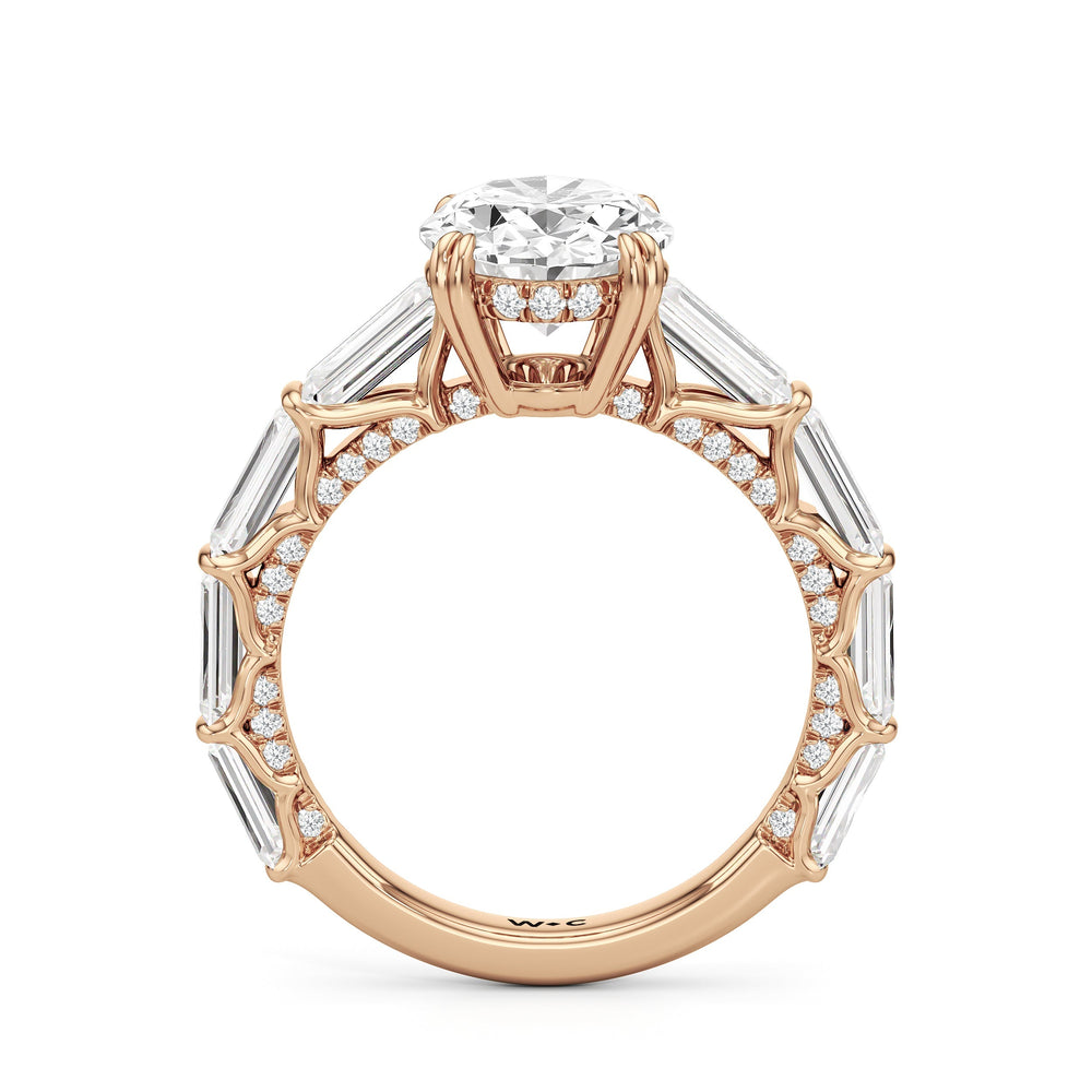 The Esme Ring with Oval Cut Diamond in 14KT Rose Gold view 2
