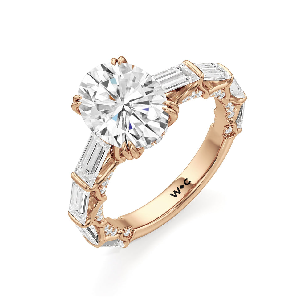 The Esme Ring with Oval Cut Diamond in 14KT Rose Gold view 3
