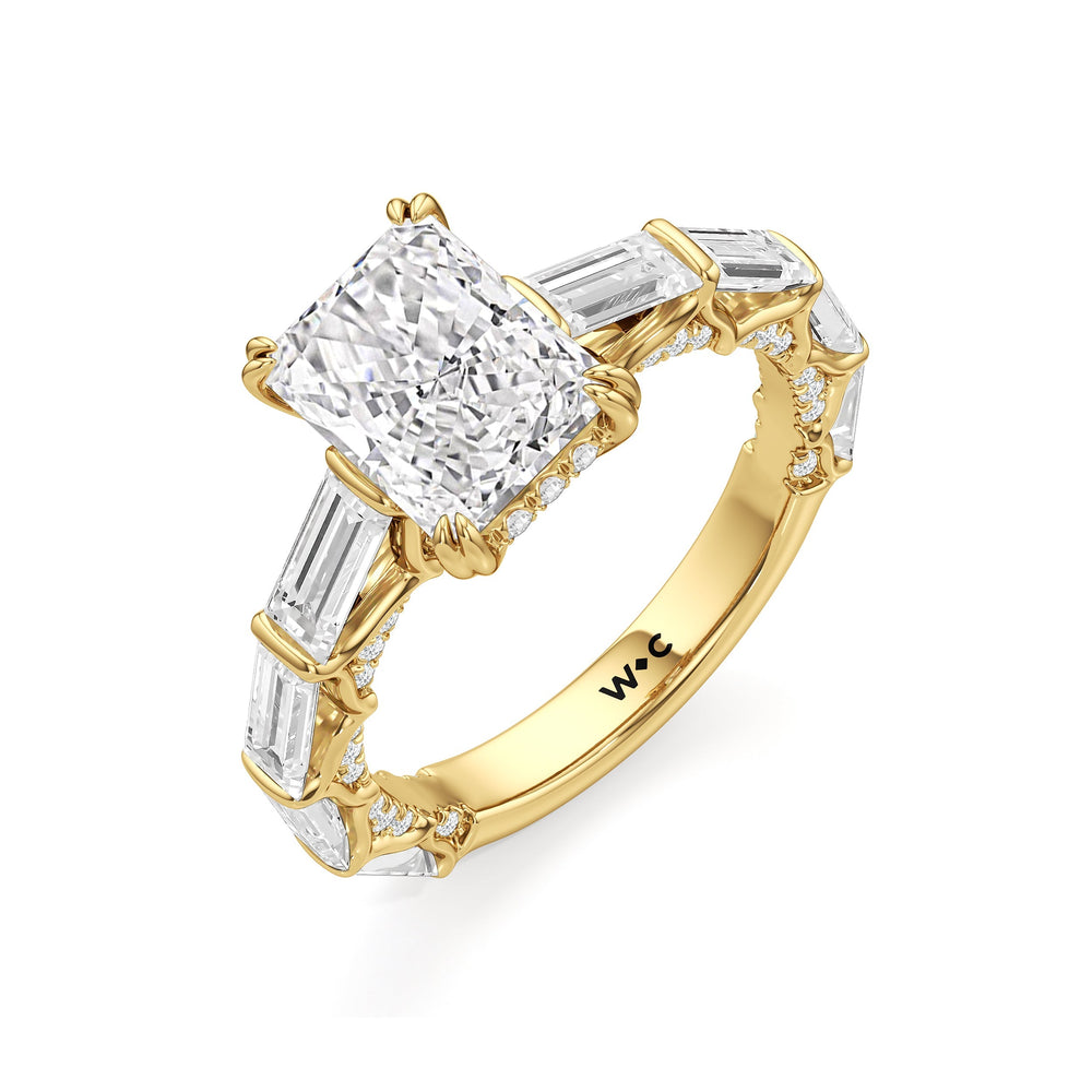 The Esme Ring with Radiant Cut Diamond in 14KT Yellow Gold view 3
