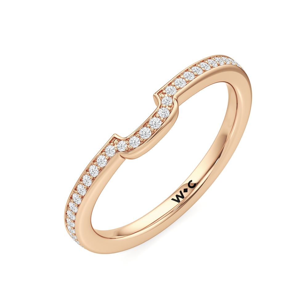The Celeste Diamond Wedding Band with 18KT Rose Gold Cut Diamond in 14KT Rose Gold view 4
