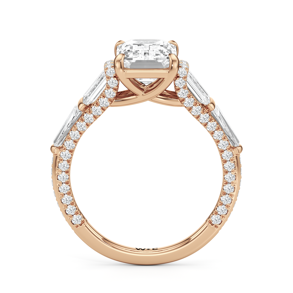 The Celeste Ring with Emerald Cut Diamond in 14KT Rose Gold view 2
