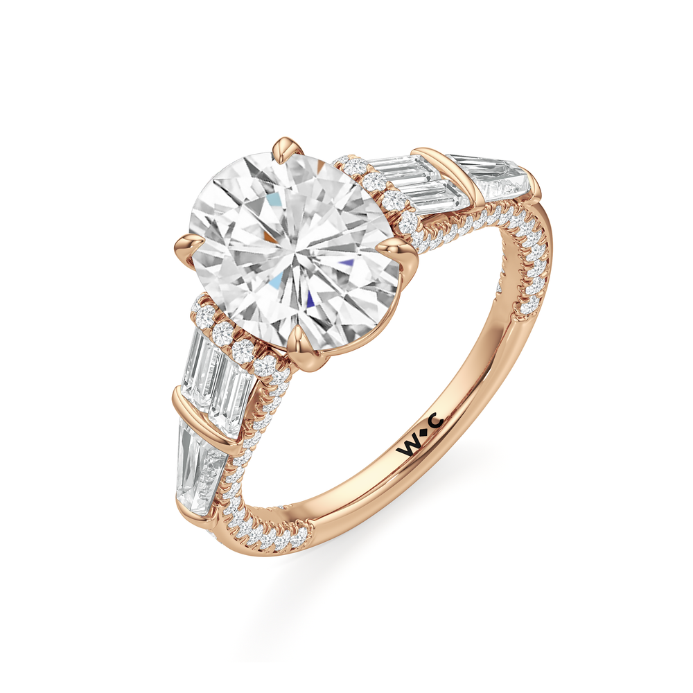 The Celeste Ring with Oval Cut Diamond in 14KT Rose Gold view 3
