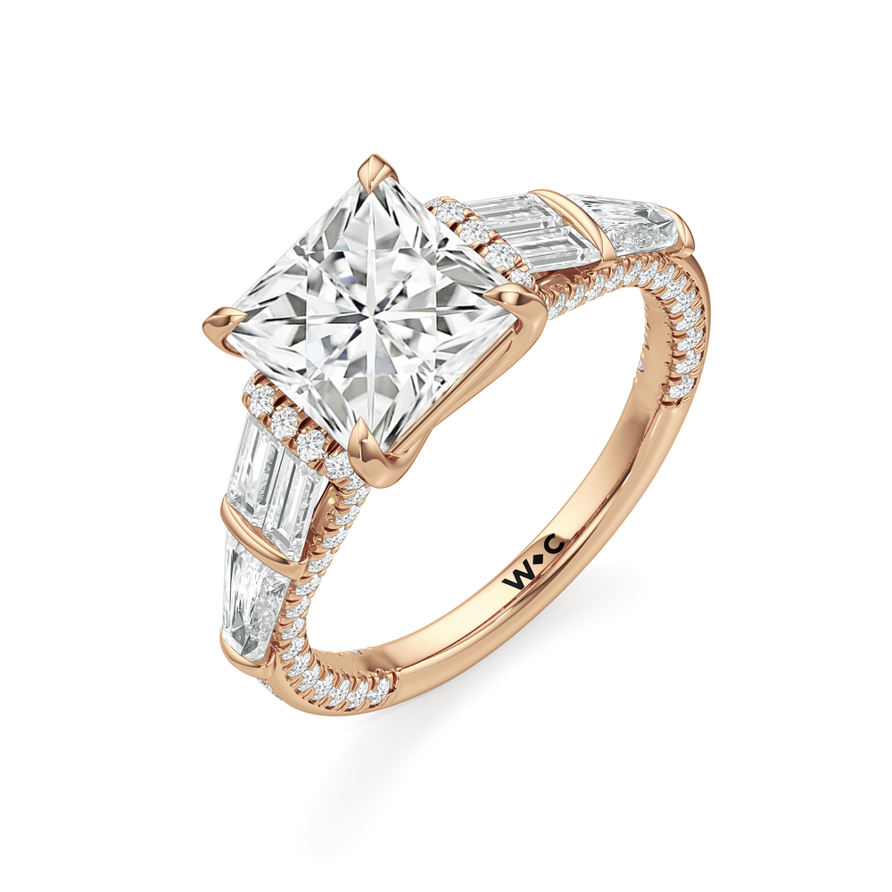 The Celeste Ring with Princess Cut Diamond in 14KT Rose Gold view 3
