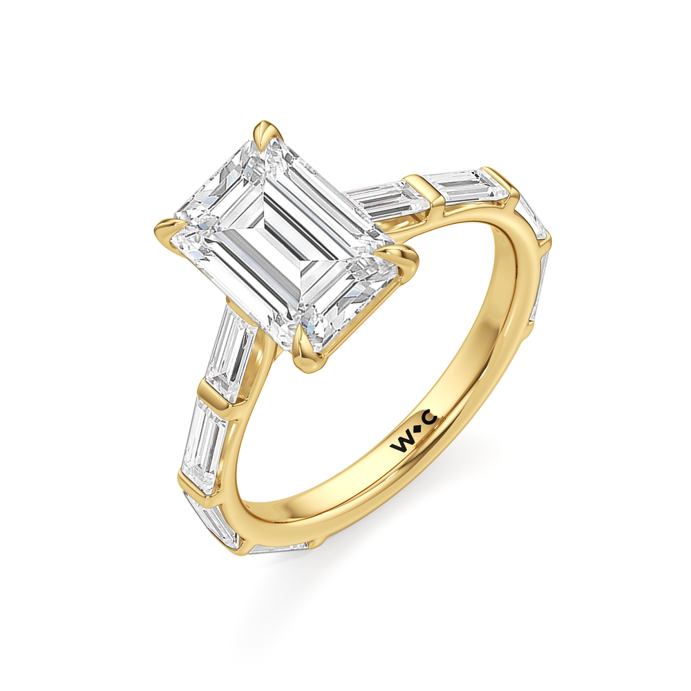 The Veronica Ring with Emerald Cut Diamond in 14KT Yellow Gold view 3
