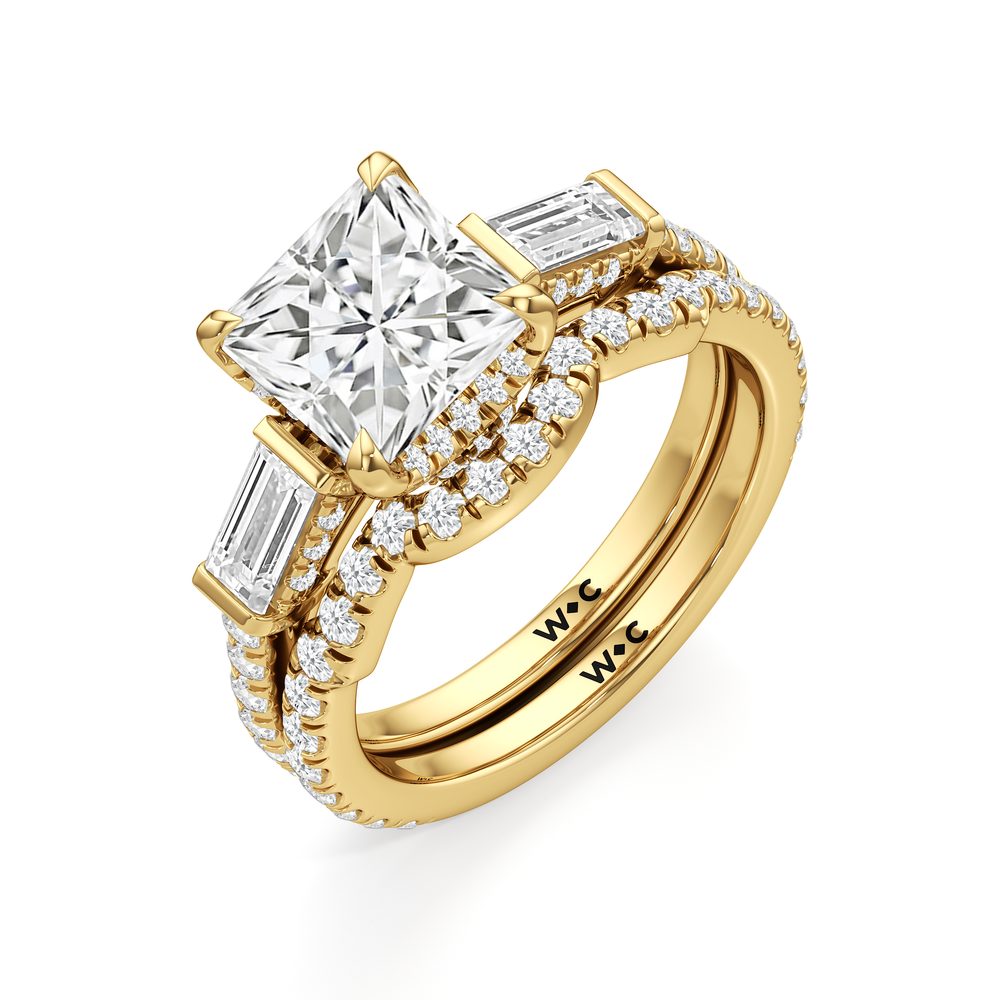 Princess Cut The Mora Ring with Lab Grown Diamond in 14KT Yellow Gold view 4
