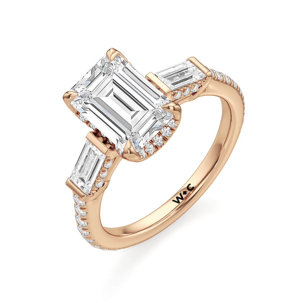 Emerald Cut The Mora Ring with Lab Grown Diamond in 14KT Rose Gold view 3
