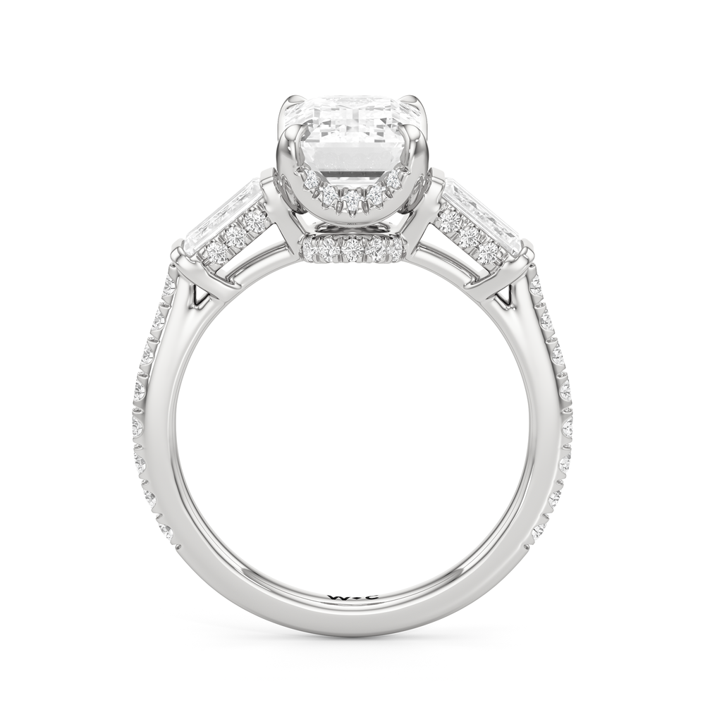 Emerald Cut The Mora Ring with Lab Grown Diamond in 14KT Platinum view 2
