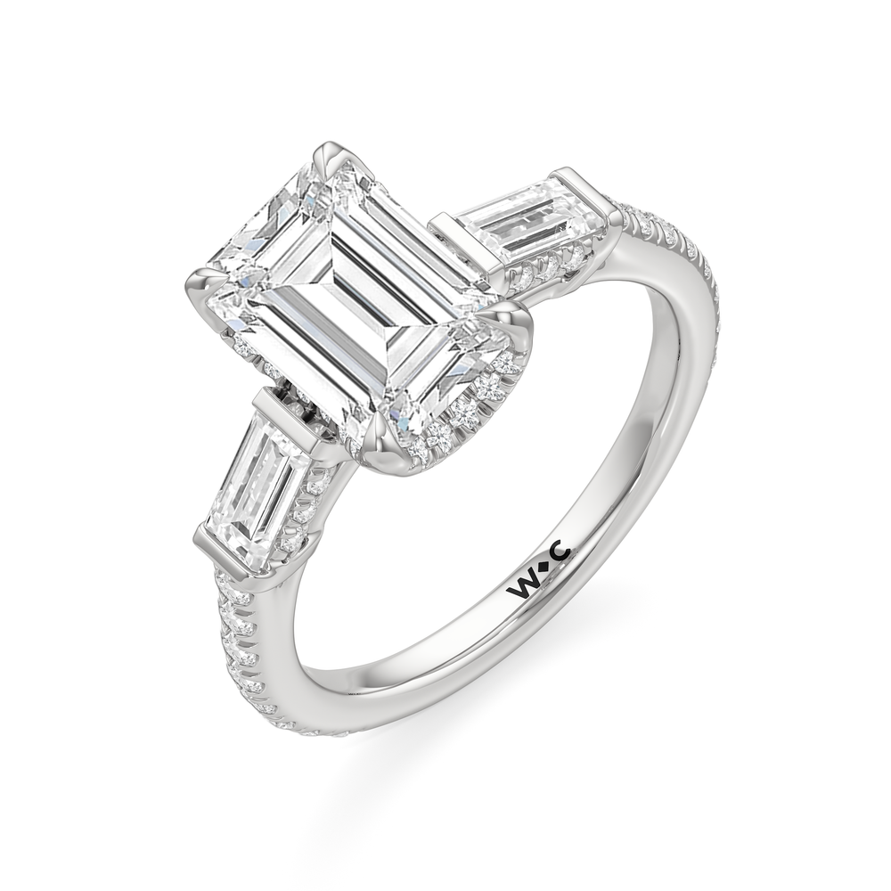 Emerald Cut The Mora Ring with Lab Grown Diamond in 14KT Platinum view 3
