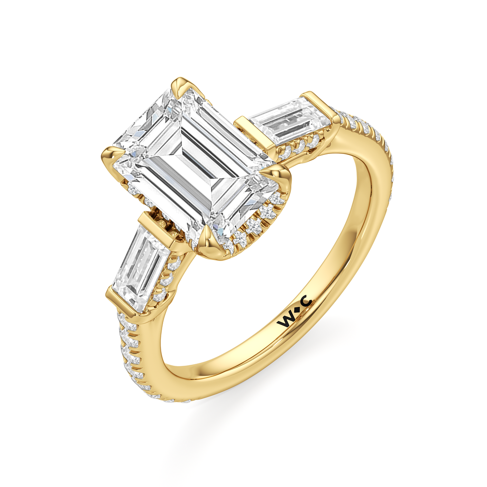 Emerald Cut The Mora Ring with Lab Grown Diamond in 14KT Yellow Gold view 3
