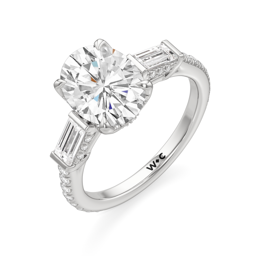 Oval Cut The Mora Ring with Lab Grown Diamond in 14KT Platinum view 3

