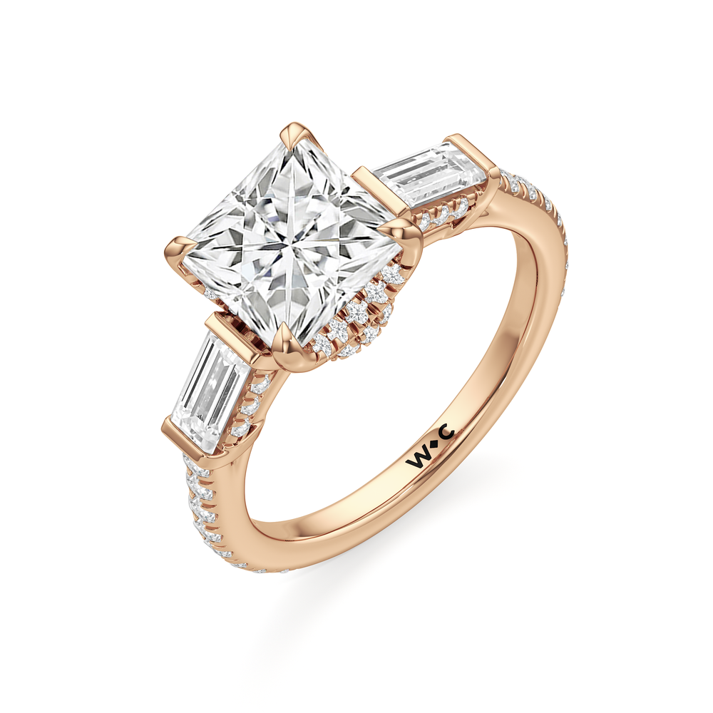 Princess Cut The Mora Ring with Lab Grown Diamond in 14KT Rose Gold view 3
