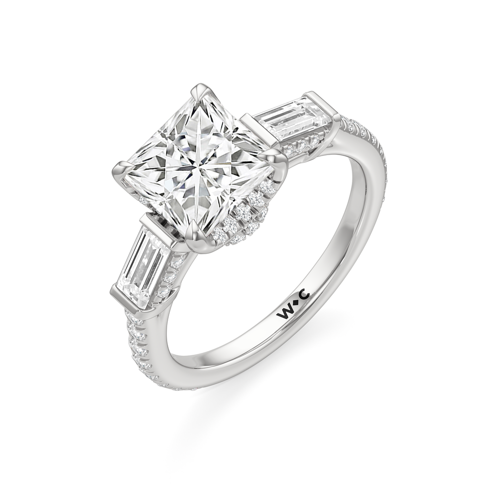 Princess Cut The Mora Ring with Lab Grown Diamond in 14KT Platinum view 3
