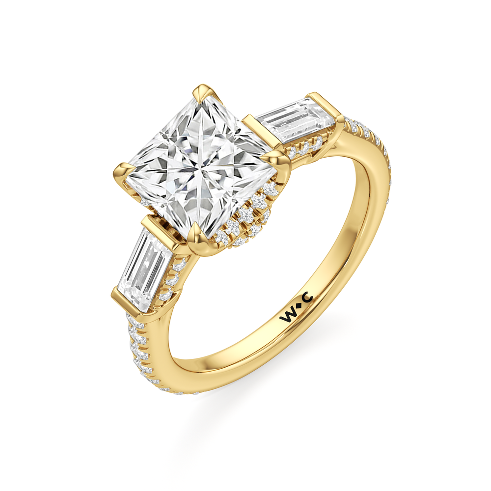 Princess Cut The Mora Ring with Lab Grown Diamond in 14KT Yellow Gold view 3
