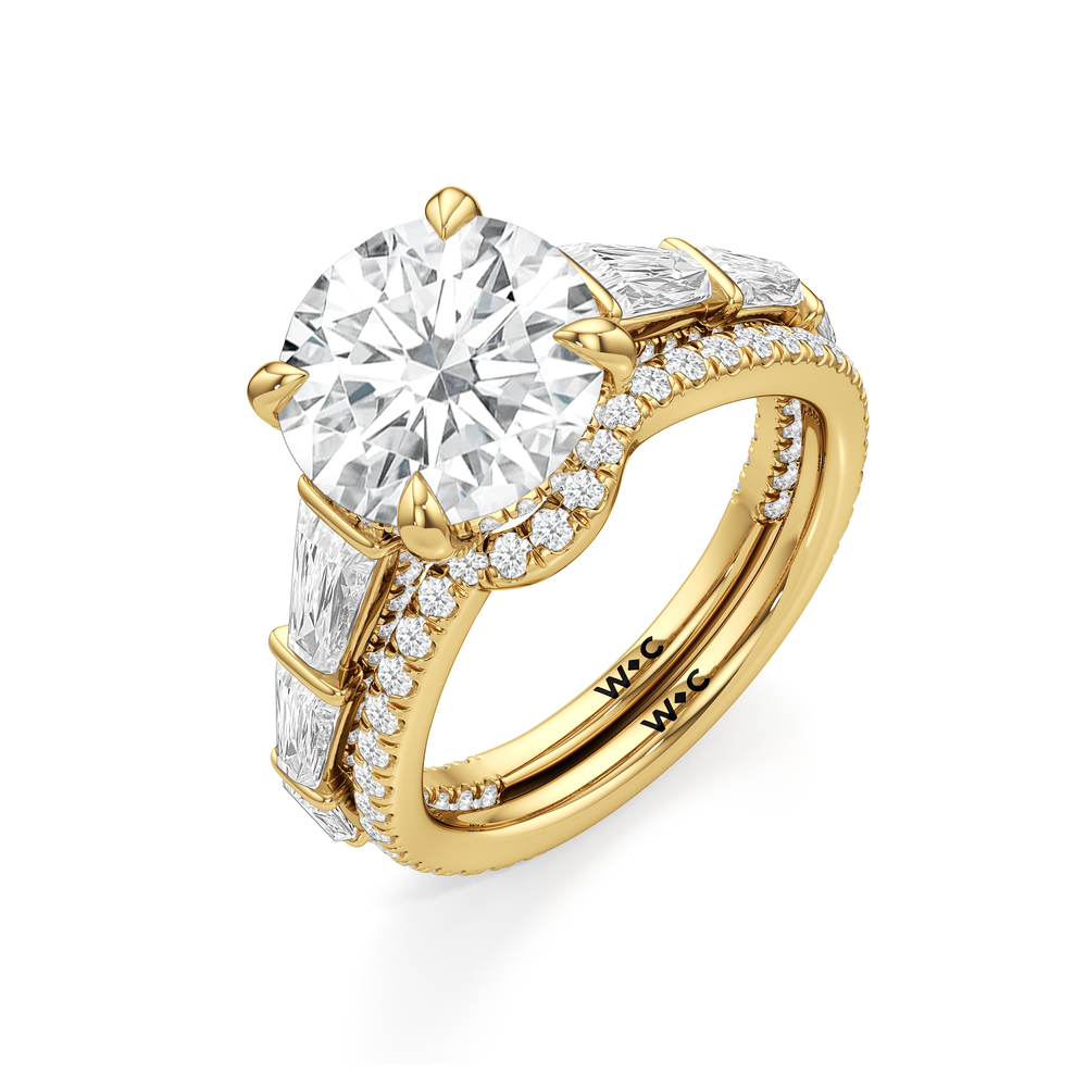 The Genevieve Diamond Wedding Band with 18KT Yellow Gold Cut Diamond in 14KT Yellow Gold view 3
