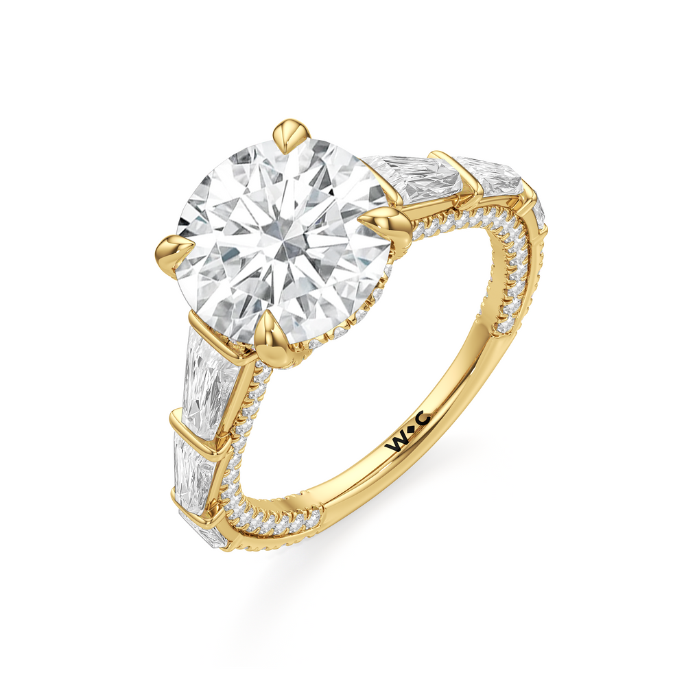 The Genevieve Ring with Round Cut Diamond in 14KT Yellow Gold view 3
