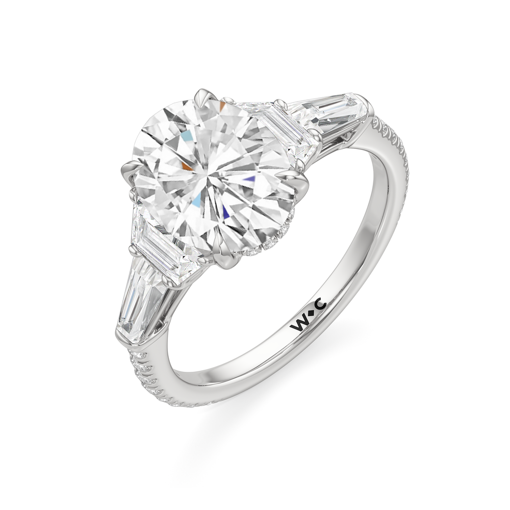 The Estelle Ring with Oval Cut Diamond in 14KT Platinum view 3
