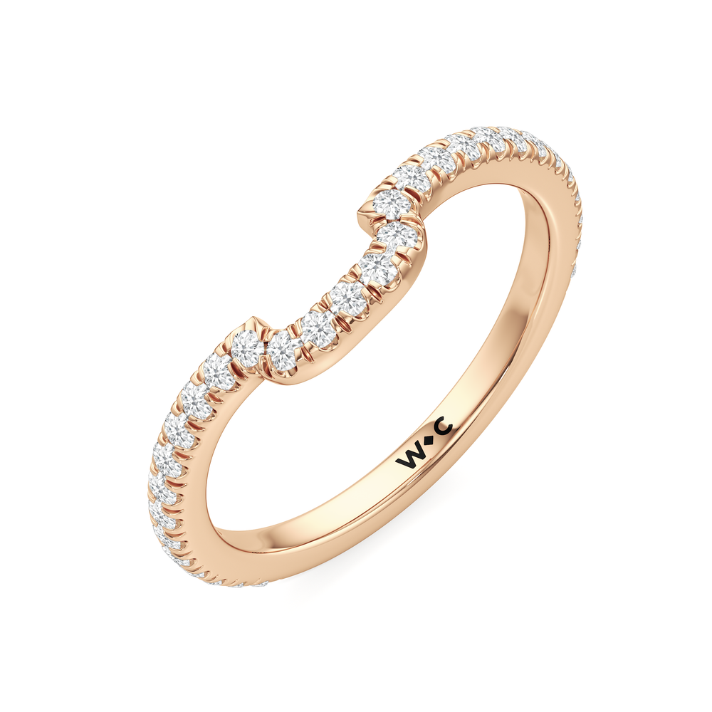 The Carol Diamond Wedding Band with 18KT Rose Gold Cut Diamond in 14KT Rose Gold view 4
