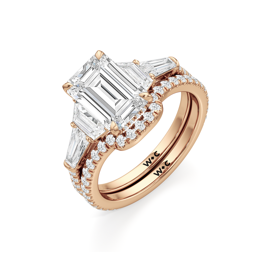 The Carol Diamond Wedding Band with 18KT Rose Gold Cut Diamond in 14KT Rose Gold view 3
