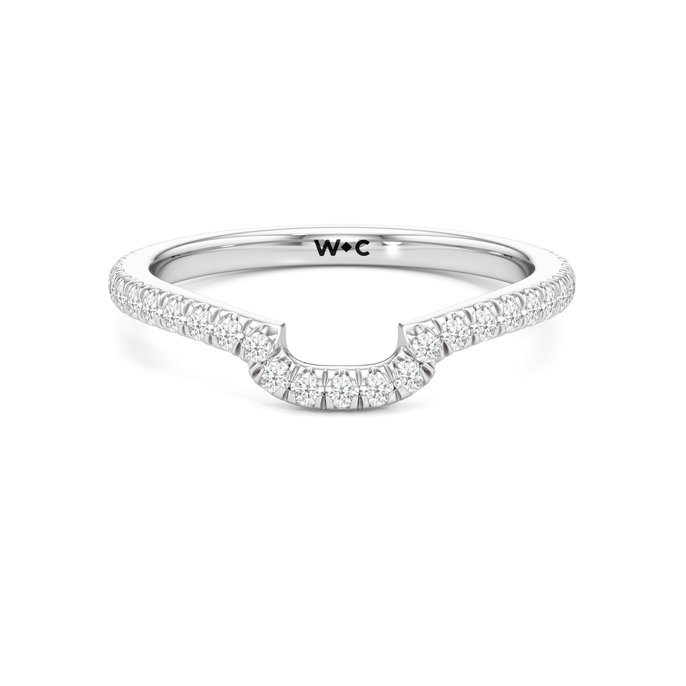 The Carol Diamond Wedding Band with Platinum Cut Diamond in 14KT Platinum view 1
