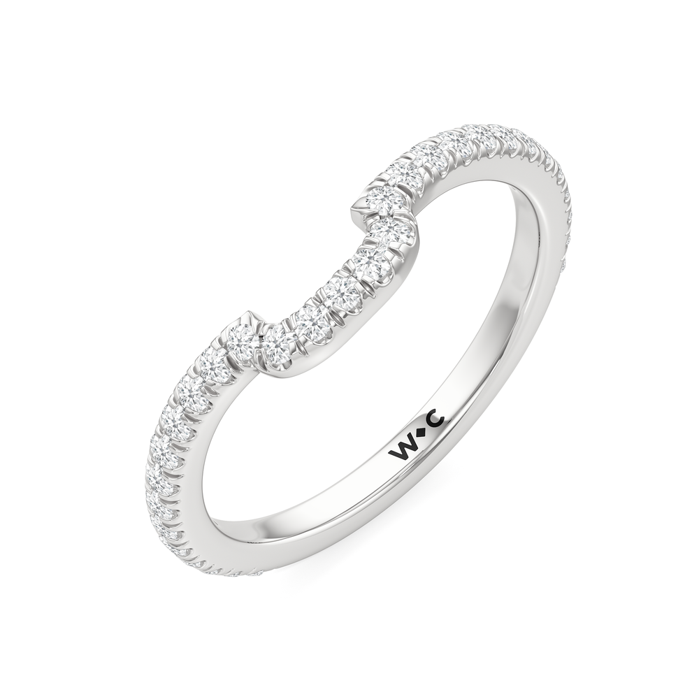 The Carol Diamond Wedding Band with Platinum Cut Diamond in 14KT Platinum view 4
