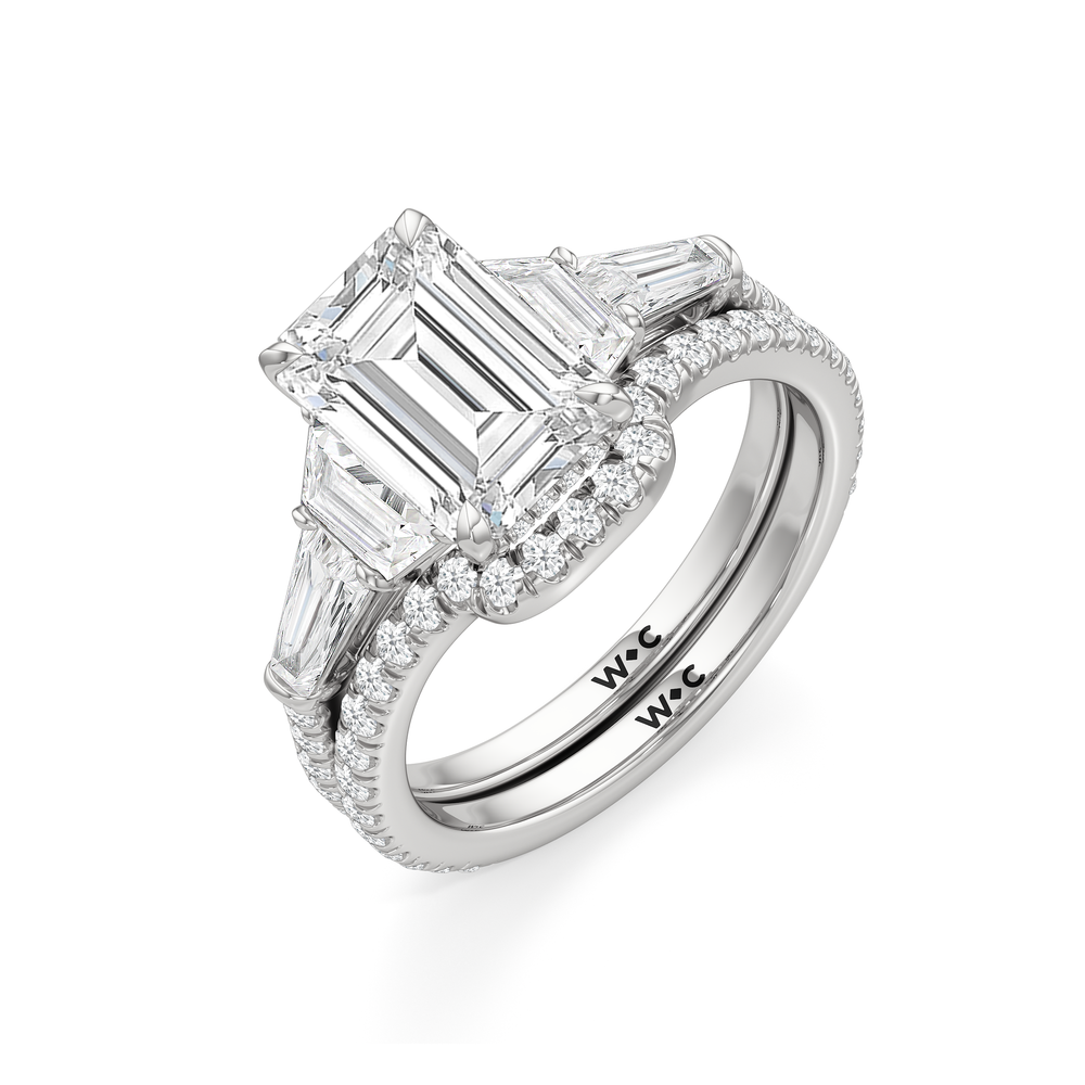 The Carol Diamond Wedding Band with Platinum Cut Diamond in 14KT Platinum view 3

