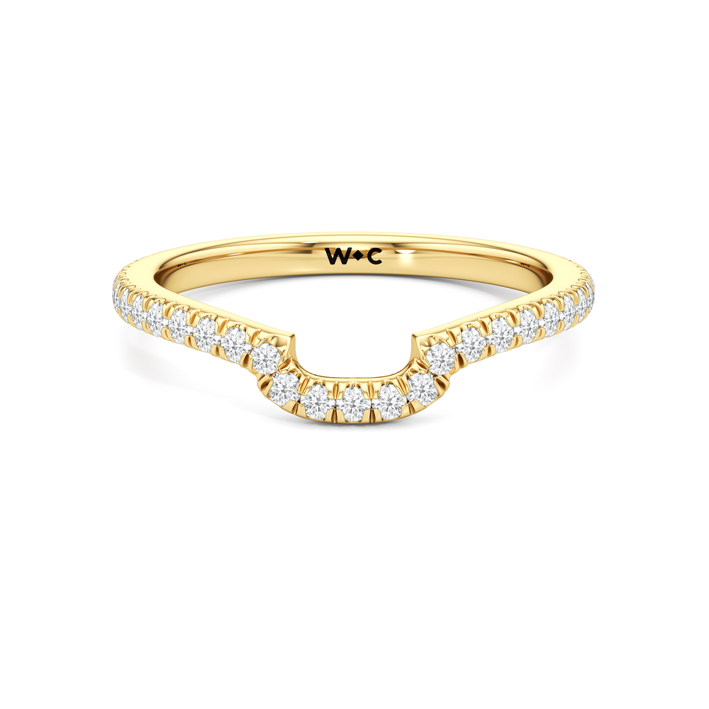 The Carol Diamond Wedding Band with 18KT Yellow Gold Cut Diamond in 14KT Yellow Gold view 1
