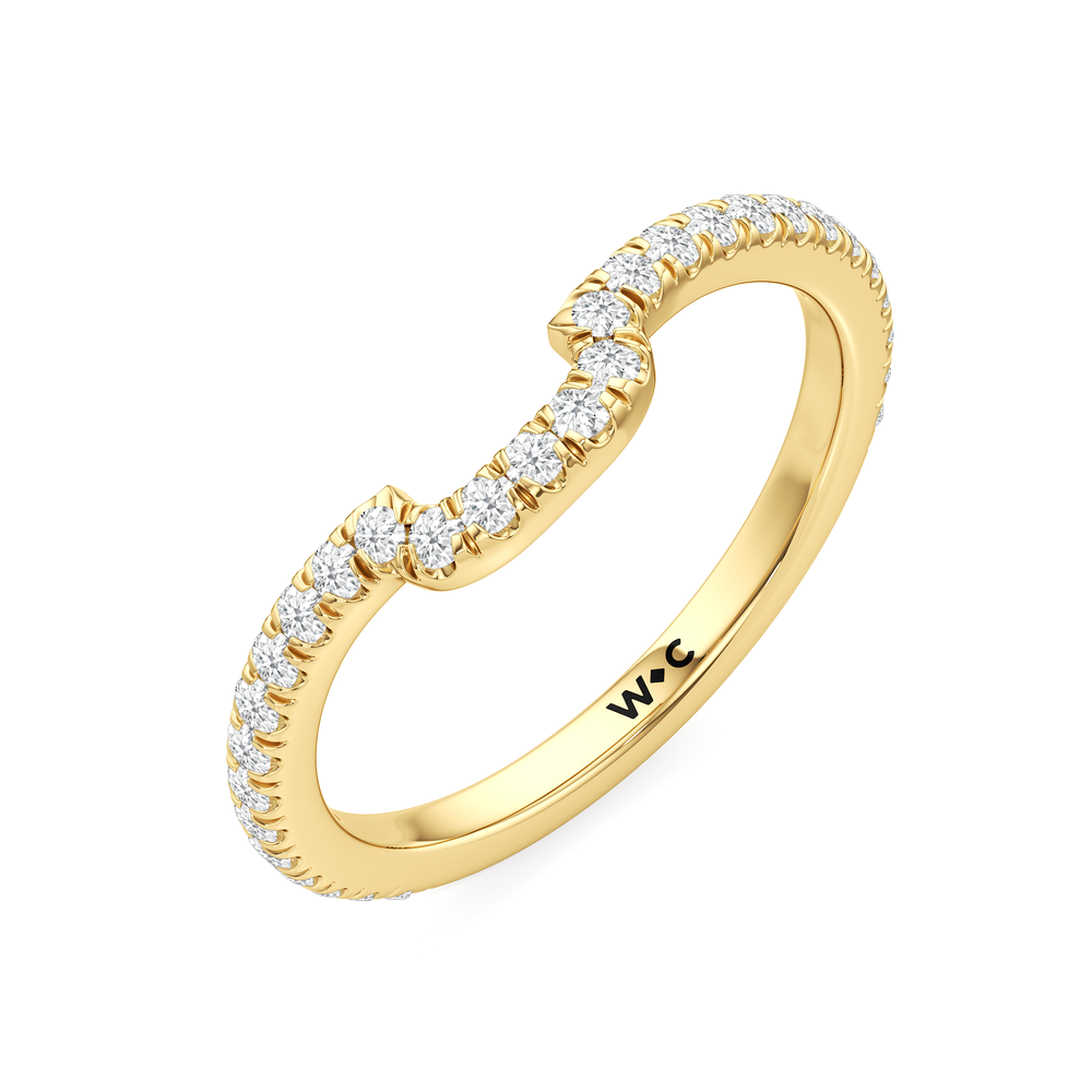 The Carol Diamond Wedding Band with 18KT Yellow Gold Cut Diamond in 14KT Yellow Gold view 4
