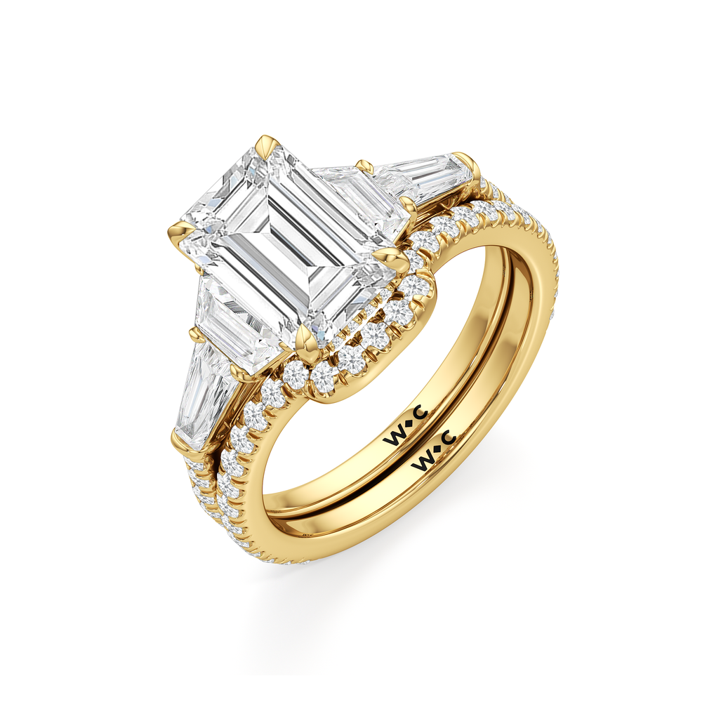 The Carol Diamond Wedding Band with 18KT Yellow Gold Cut Diamond in 14KT Yellow Gold view 3
