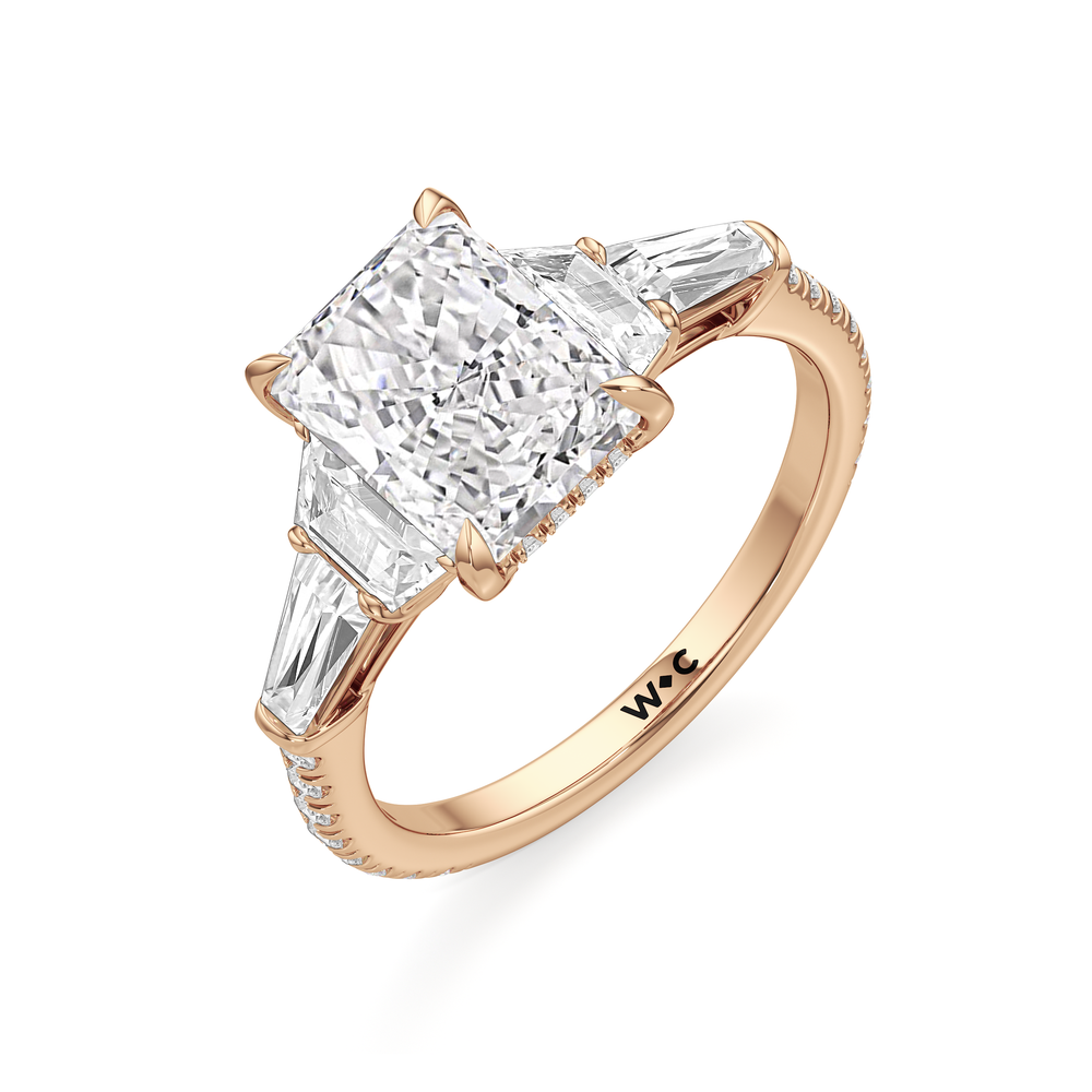 The Estelle Ring with Radiant Cut Diamond in 14KT Rose Gold view 3
