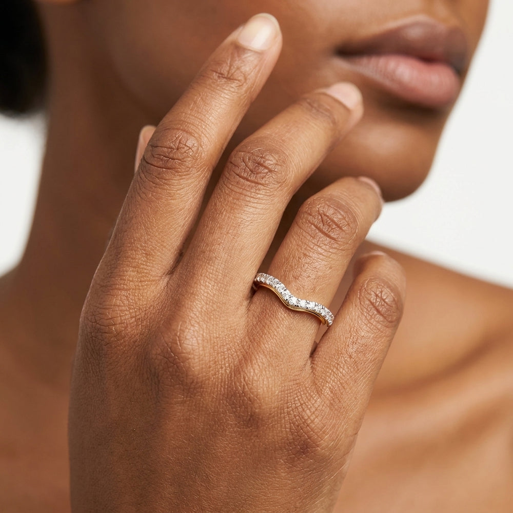 The Royale Diamond Wedding Band with 18KT White & Yellow Gold Cut Diamond in 14KT White & Yellow Gold view 3
