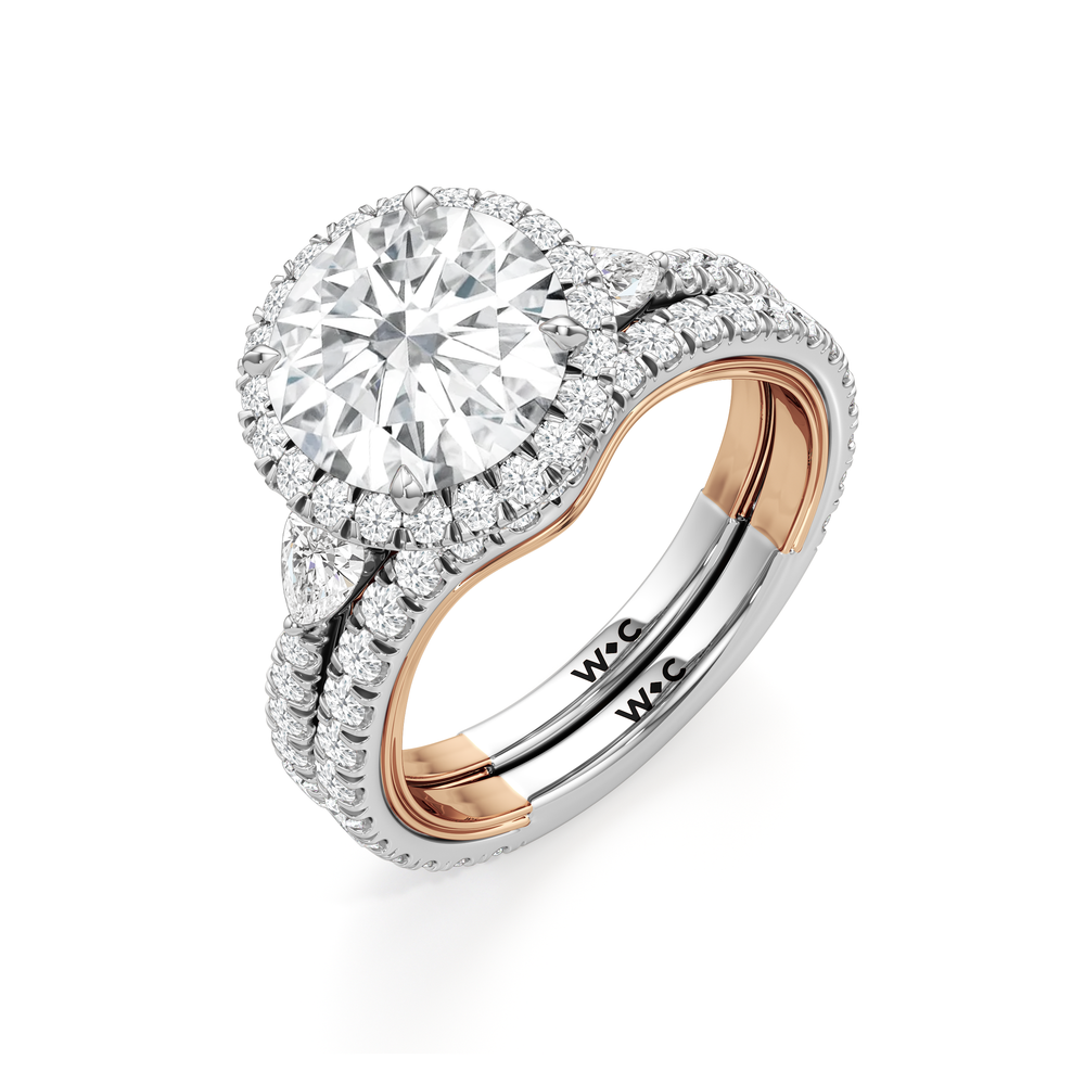 The Royale Ring with Cushion Cut Diamond in 14KT White & Rose Gold view 8
