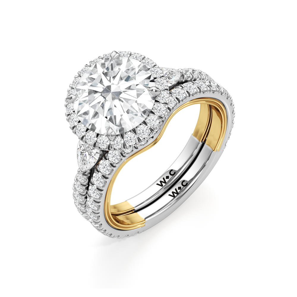 The Royale Ring with Round Cut Diamond in 14KT White & Yellow Gold view 8

