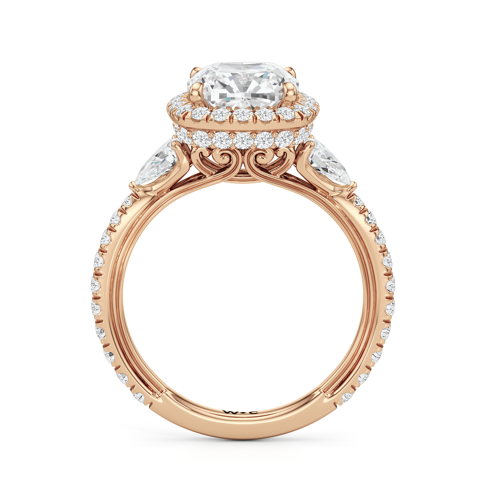 The Royale Ring with Cushion Cut Diamond in 14KT Rose Gold view 6
