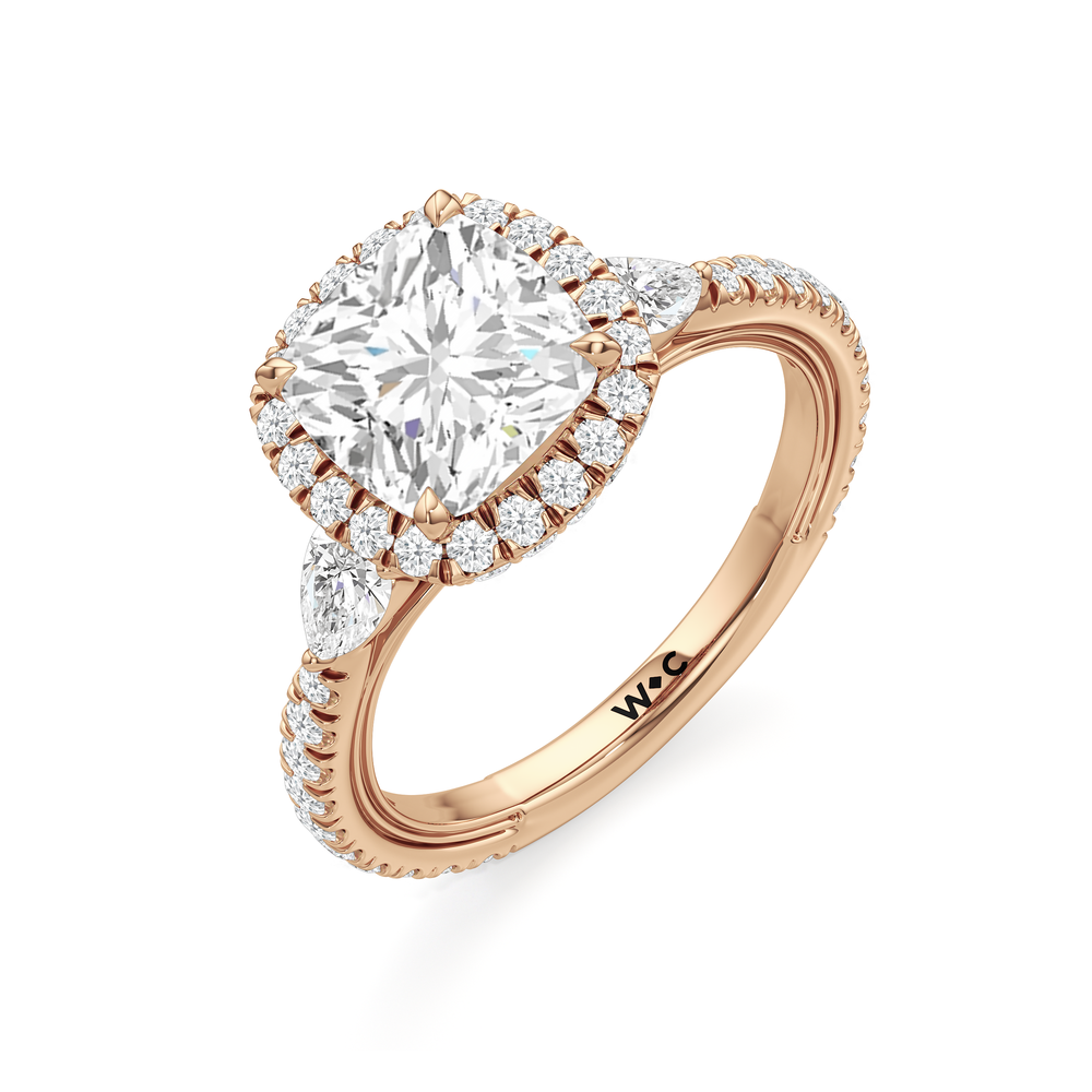 The Royale Ring with Cushion Cut Diamond in 14KT Rose Gold view 7
