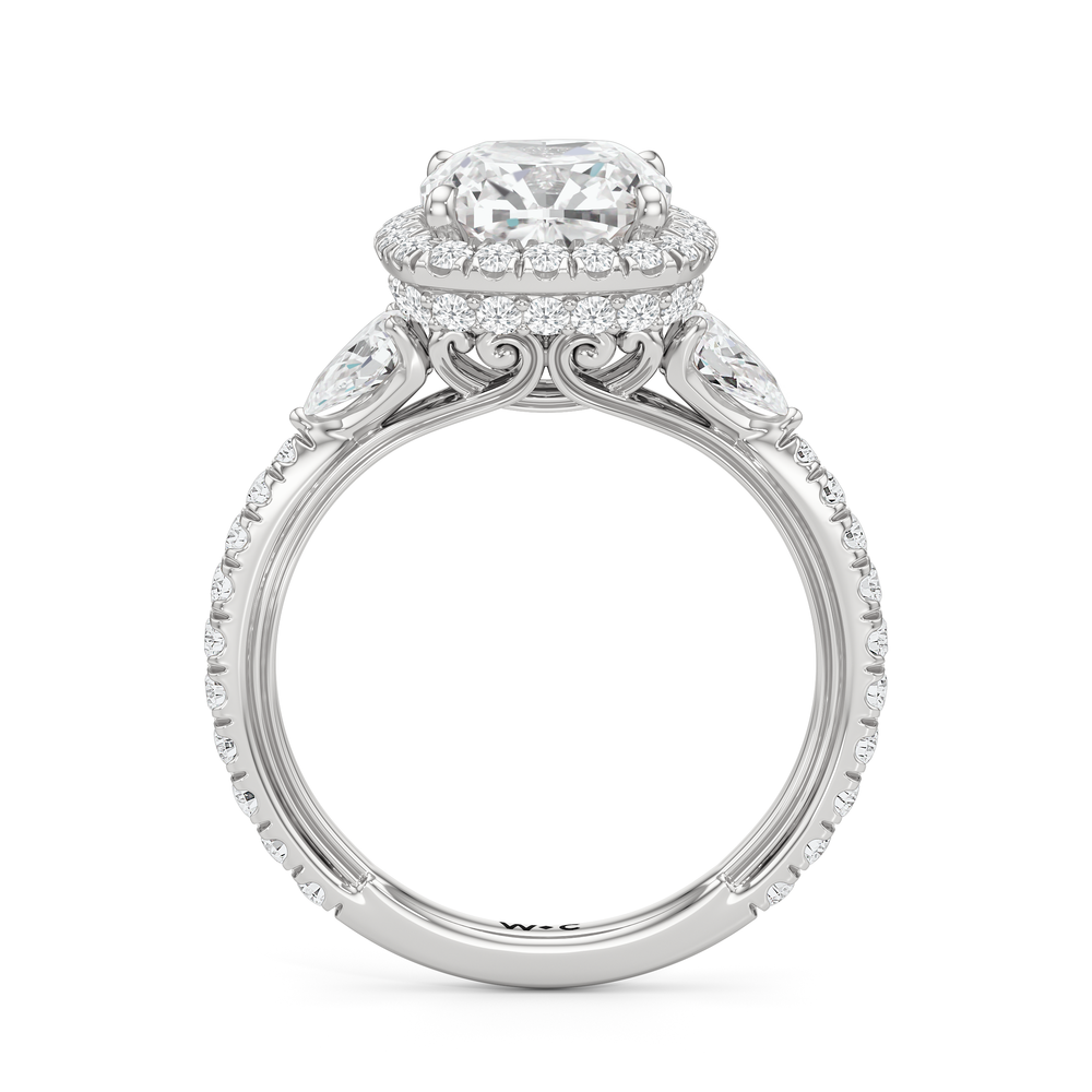 The Royale Ring with Cushion Cut Diamond in 14KT Platinum view 6
