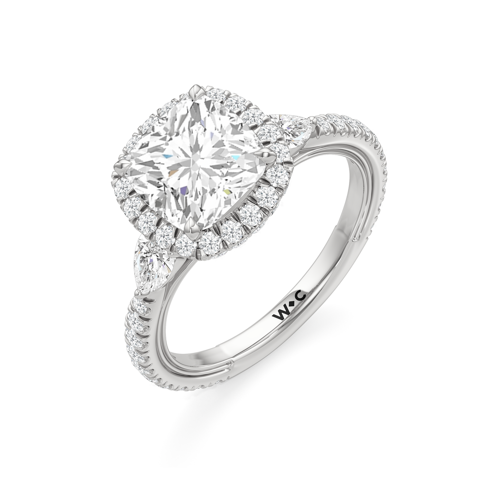 The Royale Ring with Cushion Cut Diamond in 14KT Platinum view 7
