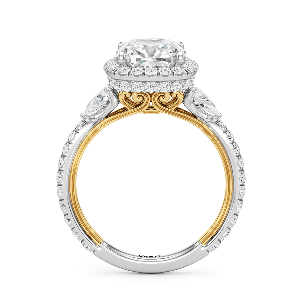 The Royale Ring with Cushion Cut Diamond in 14KT White & Yellow Gold view 6
