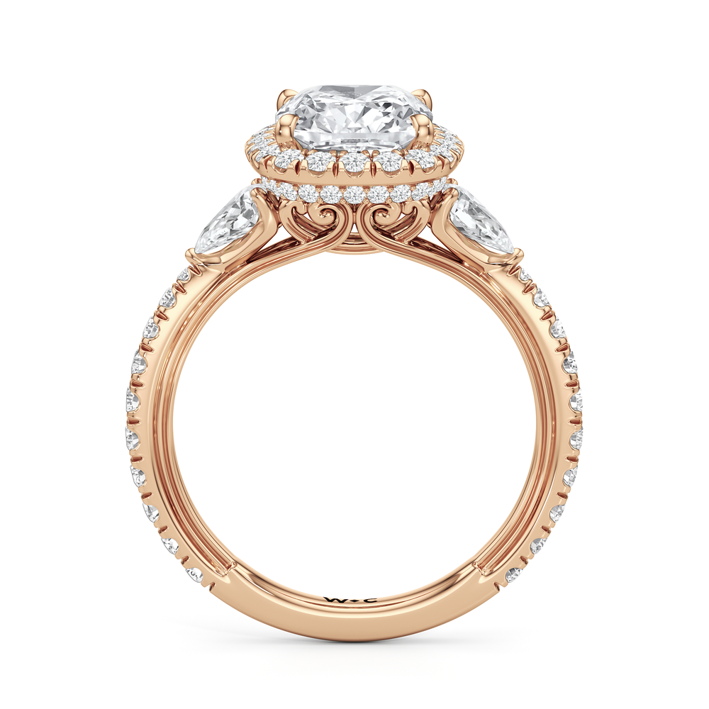 The Royale Ring with Elongated Cushion Cut Diamond in 14KT Rose Gold view 6
