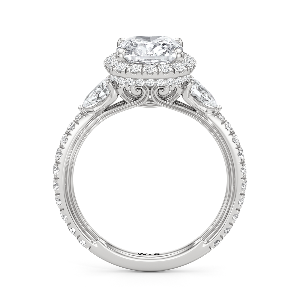 The Royale Ring with Elongated Cushion Cut Diamond in 14KT Platinum view 6
