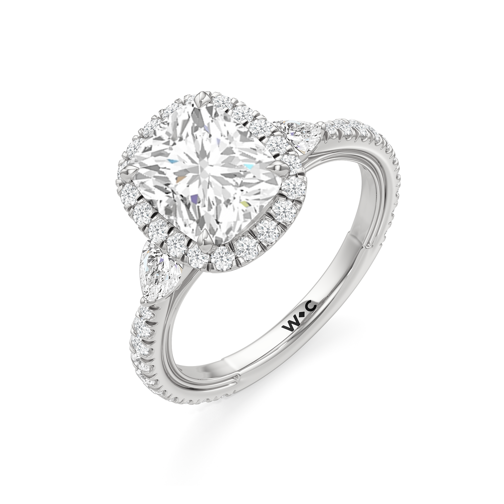 The Royale Ring with Elongated Cushion Cut Diamond in 14KT Platinum view 7
