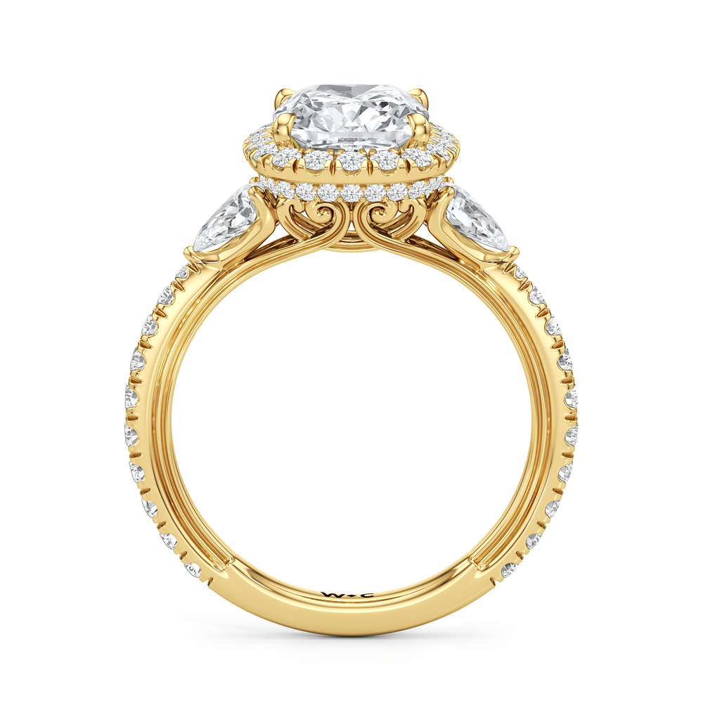 The Royale Ring with Elongated Cushion Cut Diamond in 14KT Yellow Gold view 6
