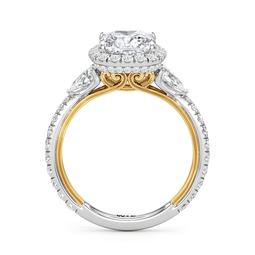 The Royale Ring with Elongated Cushion Cut Diamond in 14KT White & Yellow Gold view 6
