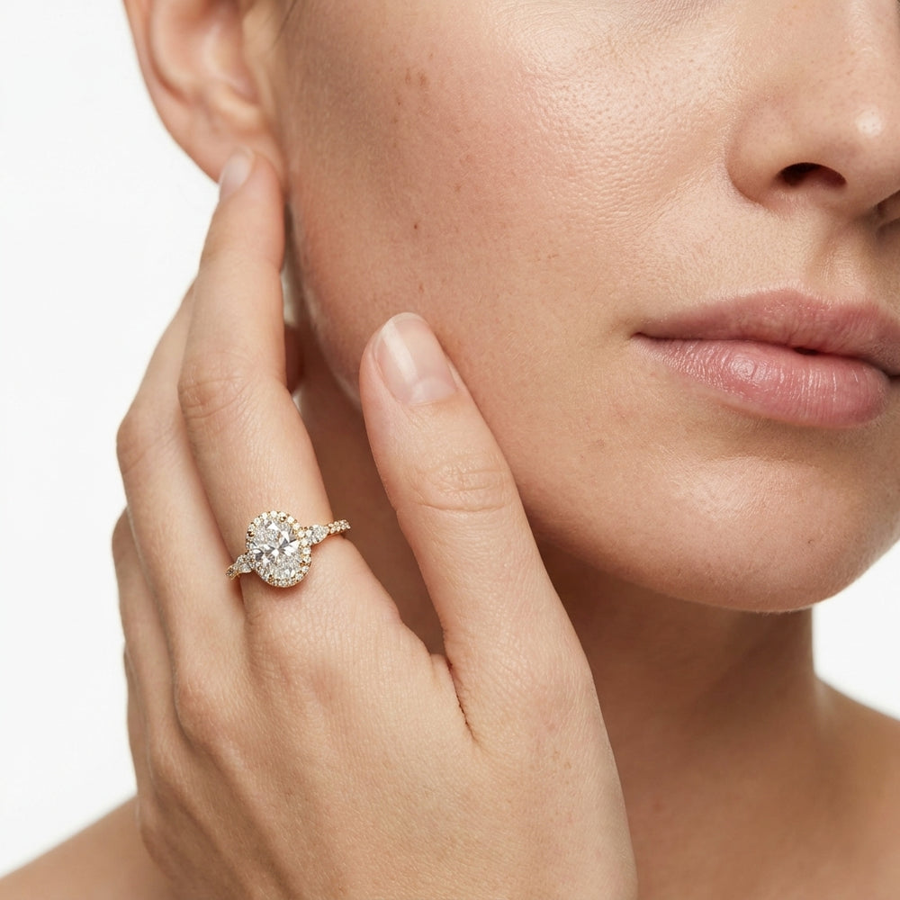 The Royale Ring with Cushion Cut Diamond in 14KT White & Yellow Gold view 3

