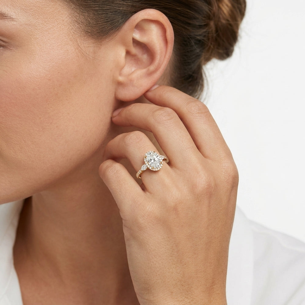 The Royale Ring with Oval Cut Diamond in 14KT Rose Gold view 4
