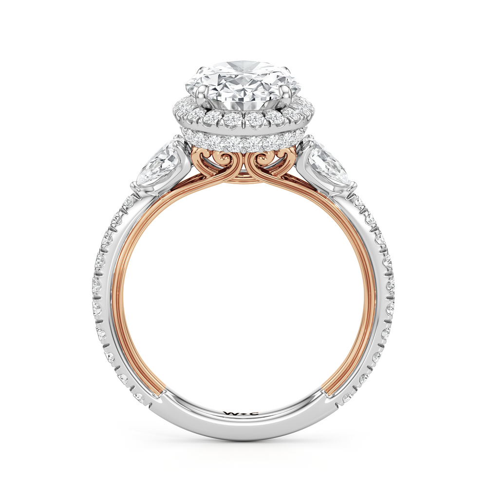 The Royale Ring with Oval Cut Diamond in 14KT White & Rose Gold view 6
