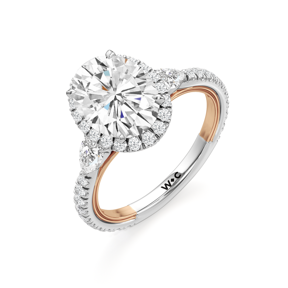 The Royale Ring with Oval Cut Diamond in 14KT White & Rose Gold view 7

