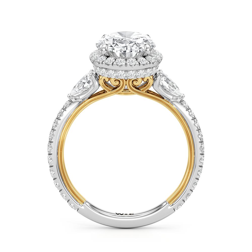 The Royale Ring with Oval Cut Diamond in 14KT White & Yellow Gold view 6
