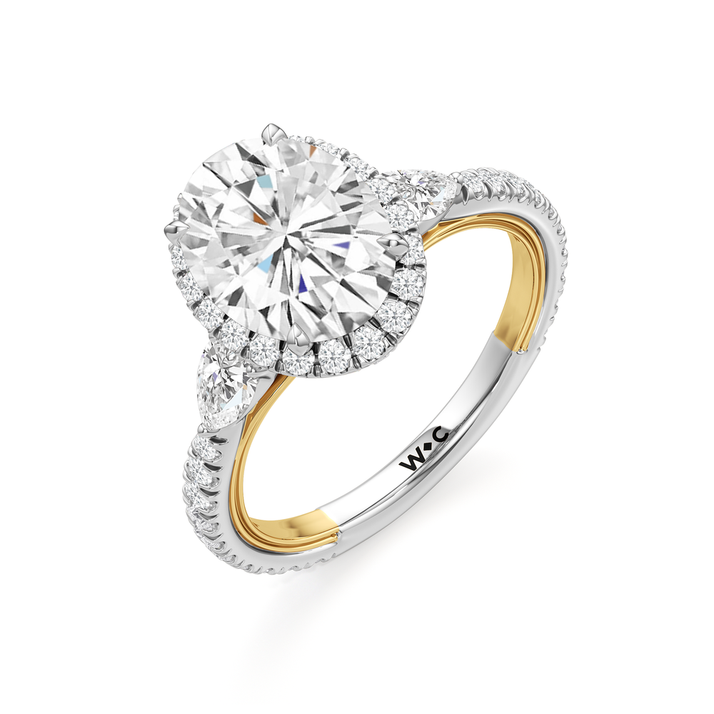The Royale Ring with Oval Cut Diamond in 14KT White & Yellow Gold view 7

